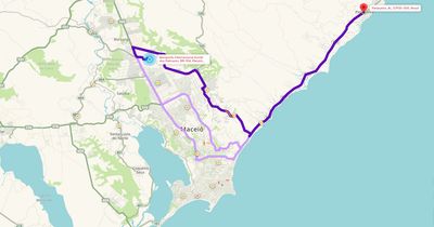 Mapa Rodovia AL-101 Norte livre de trânsito durante a manhã